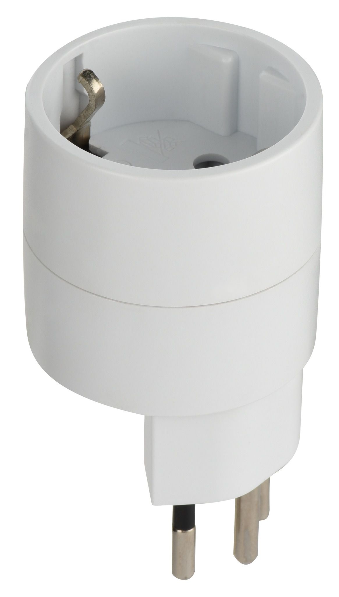 Reiseadapter NO BLOCK - Eingang: Schuko Typ F | Ausgang: Schweiz T12, 10A Sicherung, weiss, VPE10