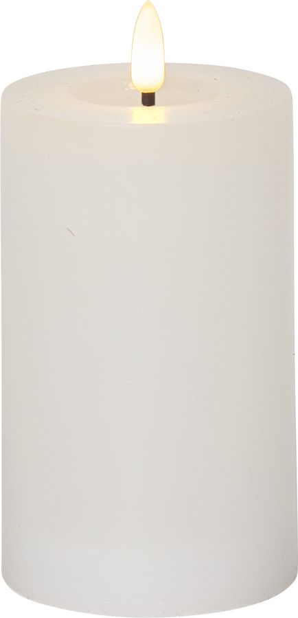 LED Pillar Kerze Flamme Flow - Indoor, Weiss, 15 cm höhe, Timerfunktion