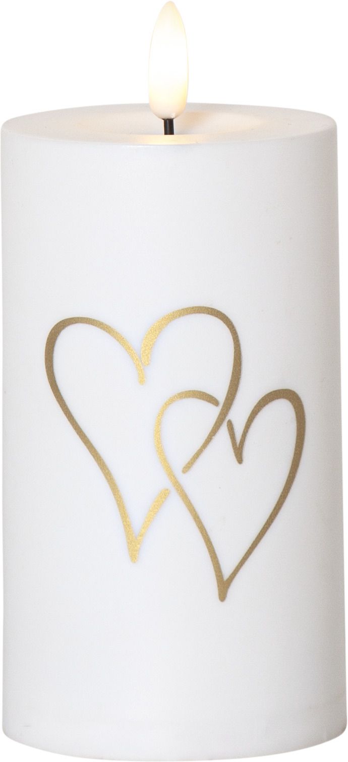 LED Memorial Kerze Flamme Heart - IP44, Warmweiss, 1 LED