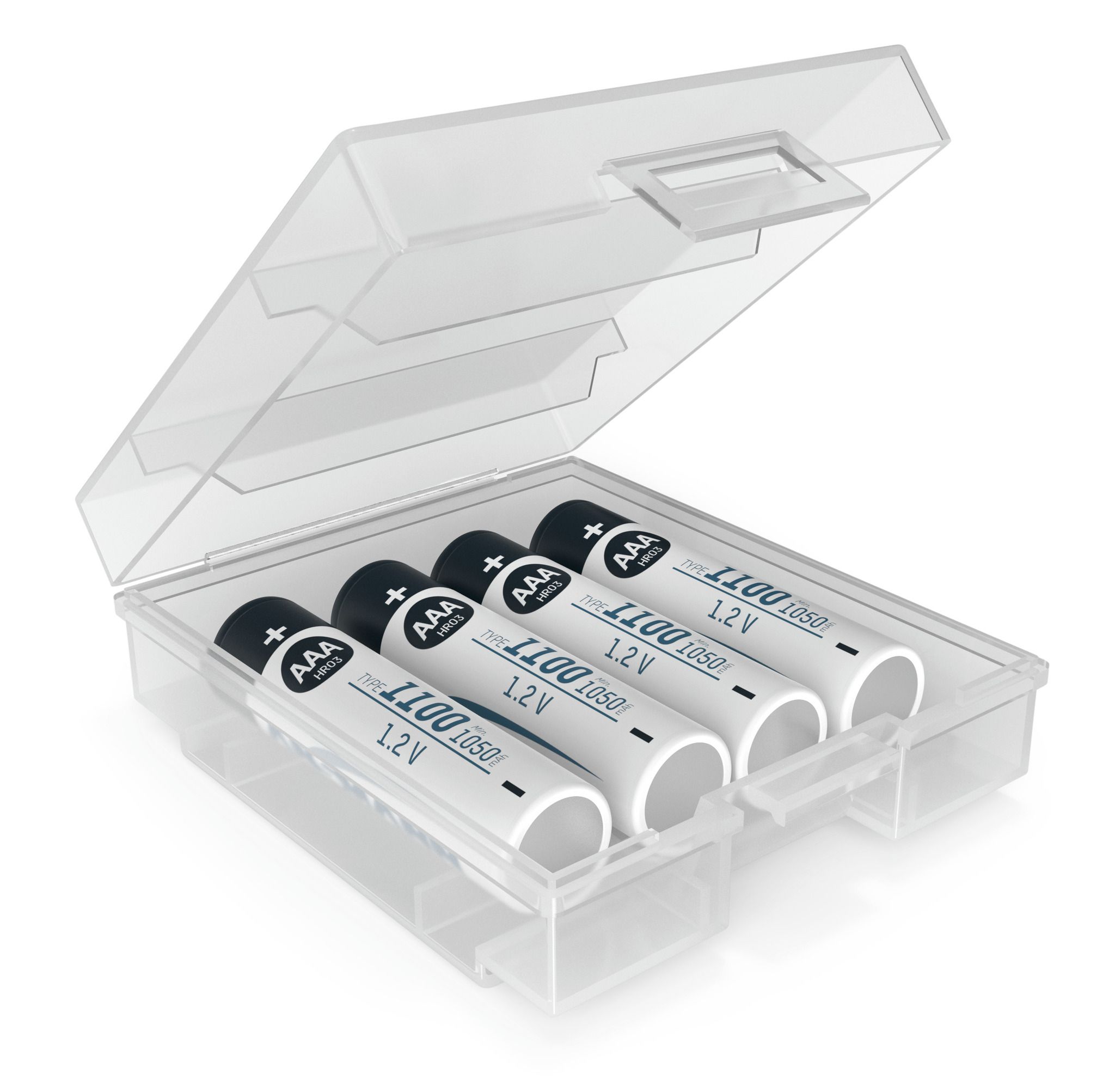 NiMH Akku Micro AAA Typ 1100 (min. 1050 mAh) 4er Blister inkl. Batteriebox - 4er Pack