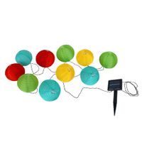 LED Japanballon-10er-Solar-Lichterkette bunt - IP44, warmweiss, 0.06W