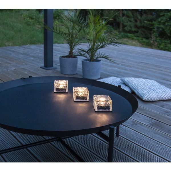 Solar Kerzen 3-p Icecube - Transparent, Lichtfarbe Warmweiss