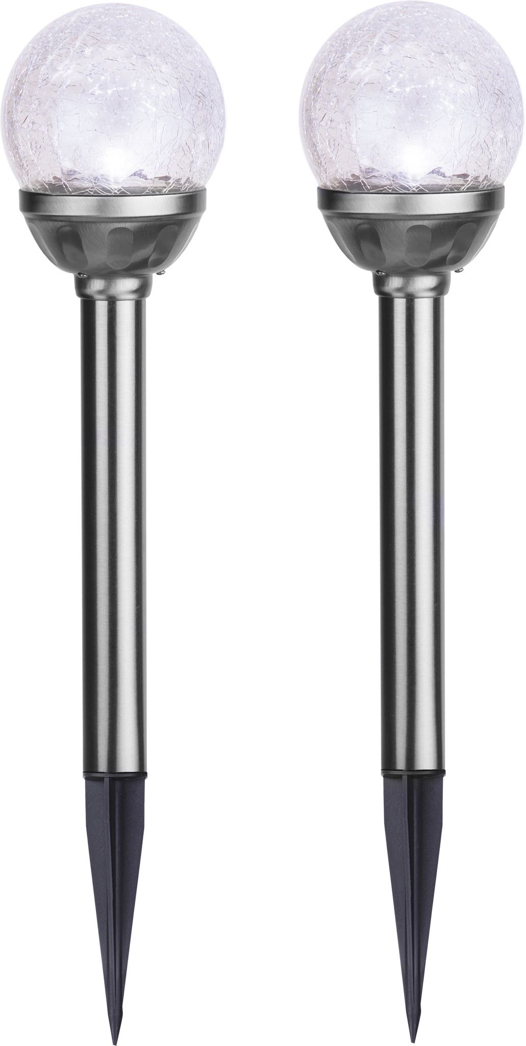 Solar Poller-Leuchte 2 Pack Roma - Silber, Lichtfarbe Kaltweiss