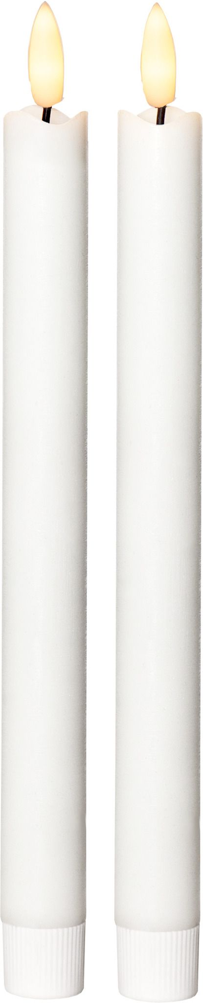 LED Dinner Kerze 2er Pack Flamme - Indoor, Weiss, 25cm Höhe, Timerfunktion