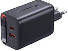 67W GaN 2-Port Fast Charger integr. USB-C Cable - Out: USB-C / USB-A: 67W PD, integriertes 70cm USB-C Kabel, schwarz