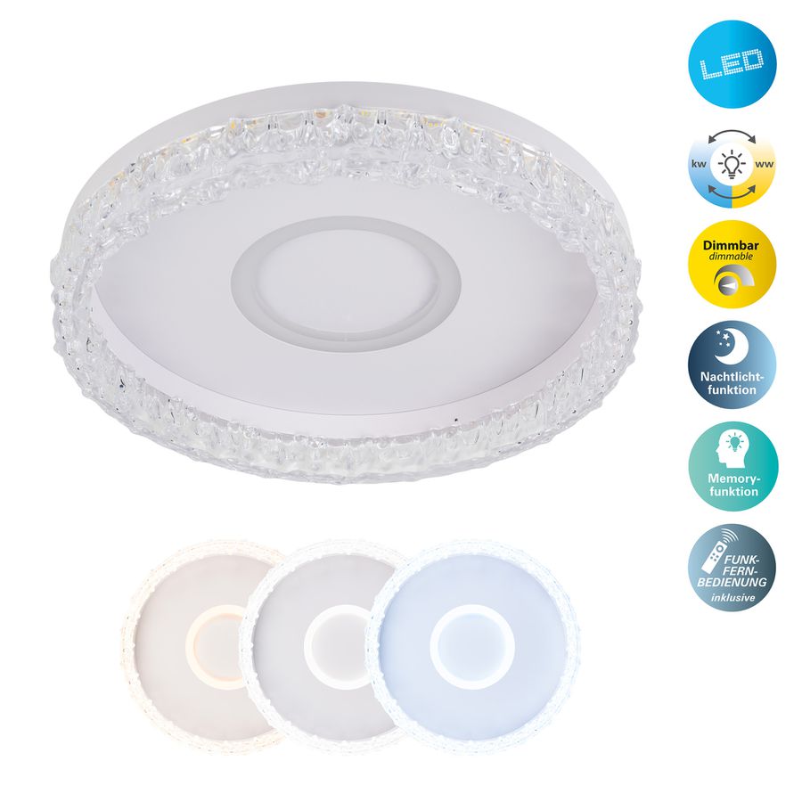 LED-CCT Deckenleuchte  GLACIRA  : 40cm weiß - IP20, LED-Modul, Weiss