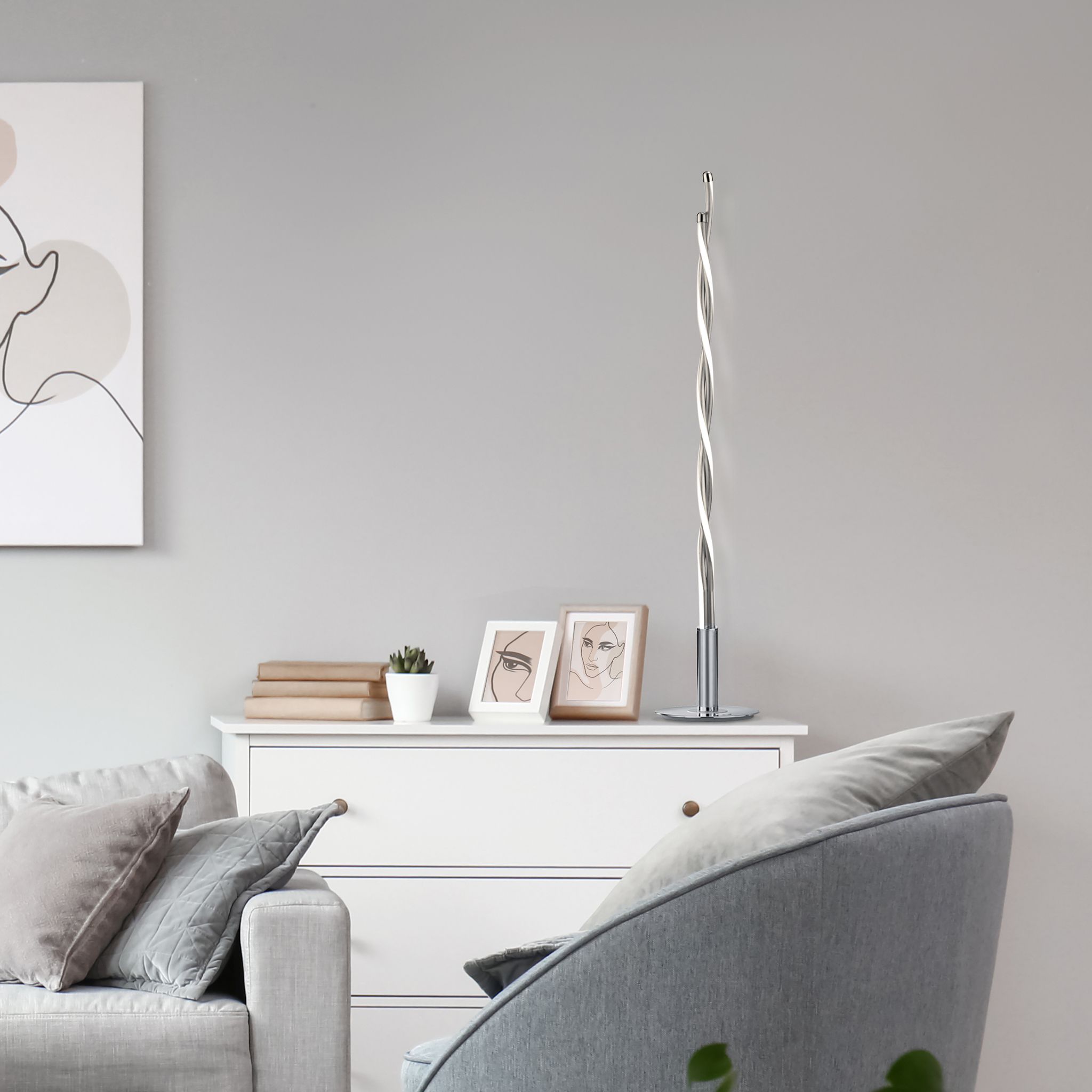 LED Tischleuchte h: 85cm Twist - LED fest verbaut, 3000K, warmweiss