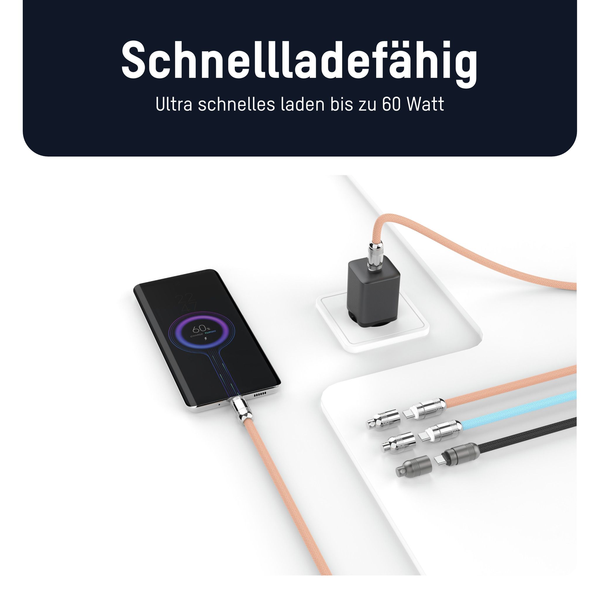 Lanyard Kabel USB Typ-C zu USB Typ-C - 120 cm, rose
