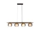 4er Pendelleuchte  TEXAS  L: 90cm smoky - IP20, E27, Schwarz