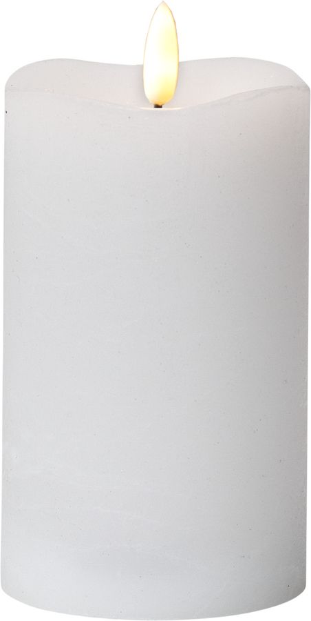 LED Pillar Kerze Flamme - Indoor, Weiss, 14cm Höhe, Timerfunktion
