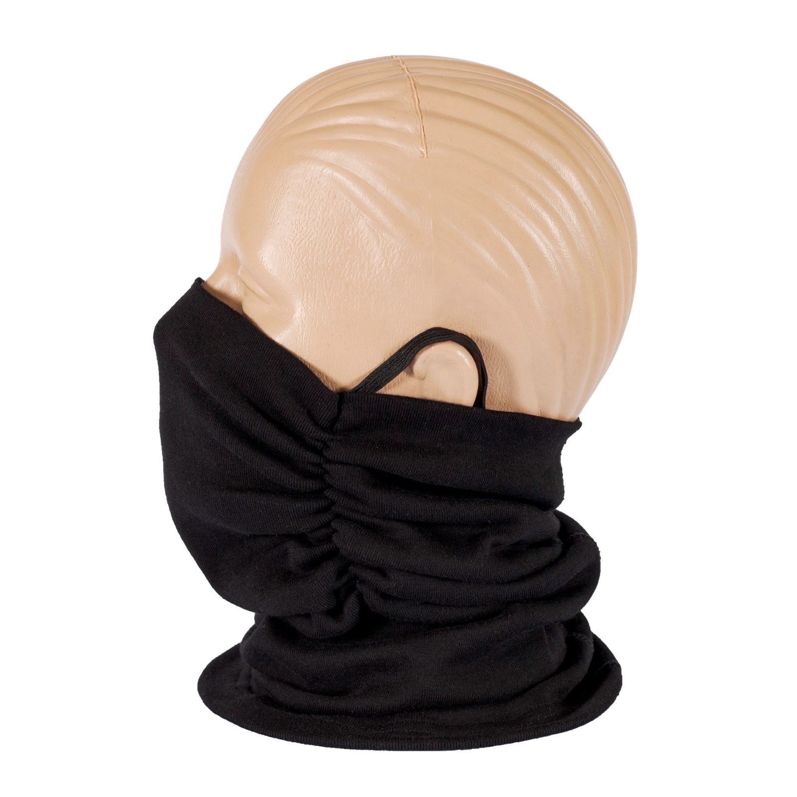 Zweilagige «4in1» Baumwoll-Bandana - Schwarz