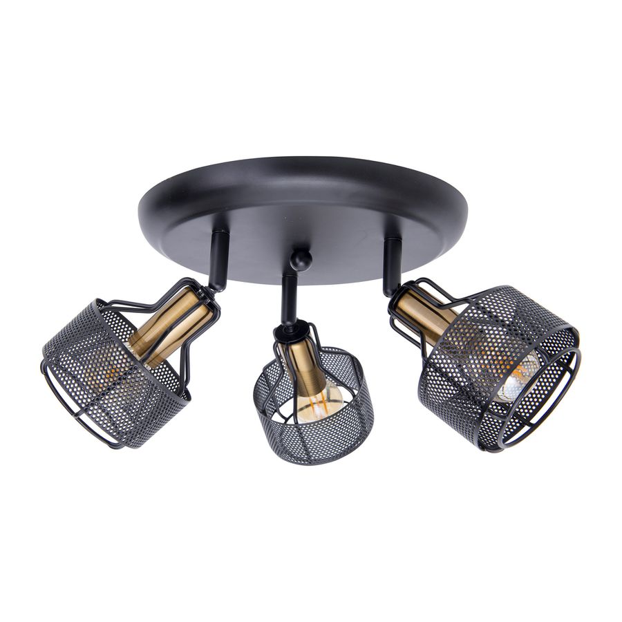 3er Deckenleuchte Spot Foro schwarz golden - E14, 120W, IP20