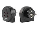 Reisestecker World to EU + USB - mit Schutzleiter für Geräte der Schutzklasse I & II, für Reisen in Länder mit Schuko-Steckdose