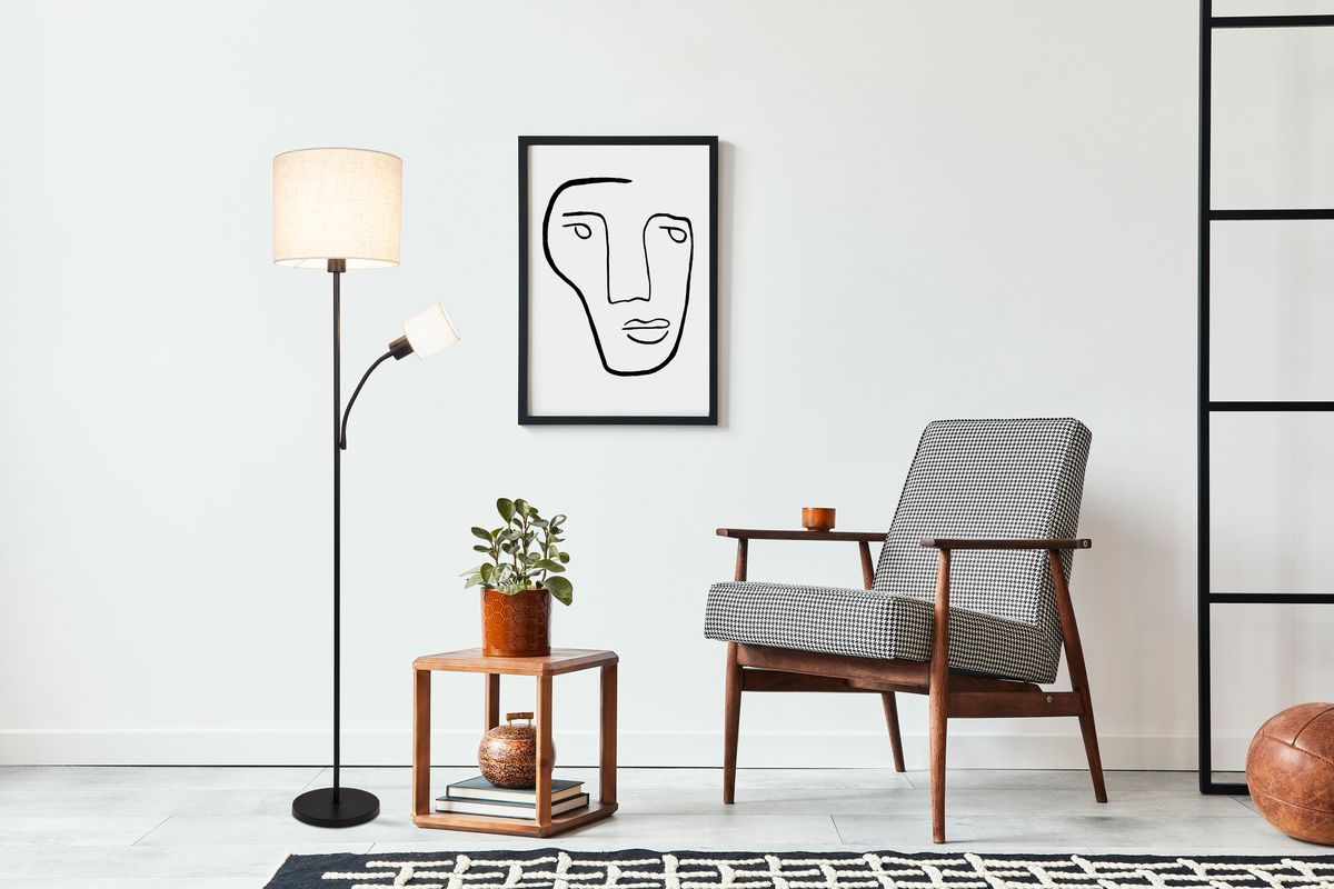 Stehleuchte  FILOMENA  H: 165cm schwarz/beige - IP20, E27, Schwarz