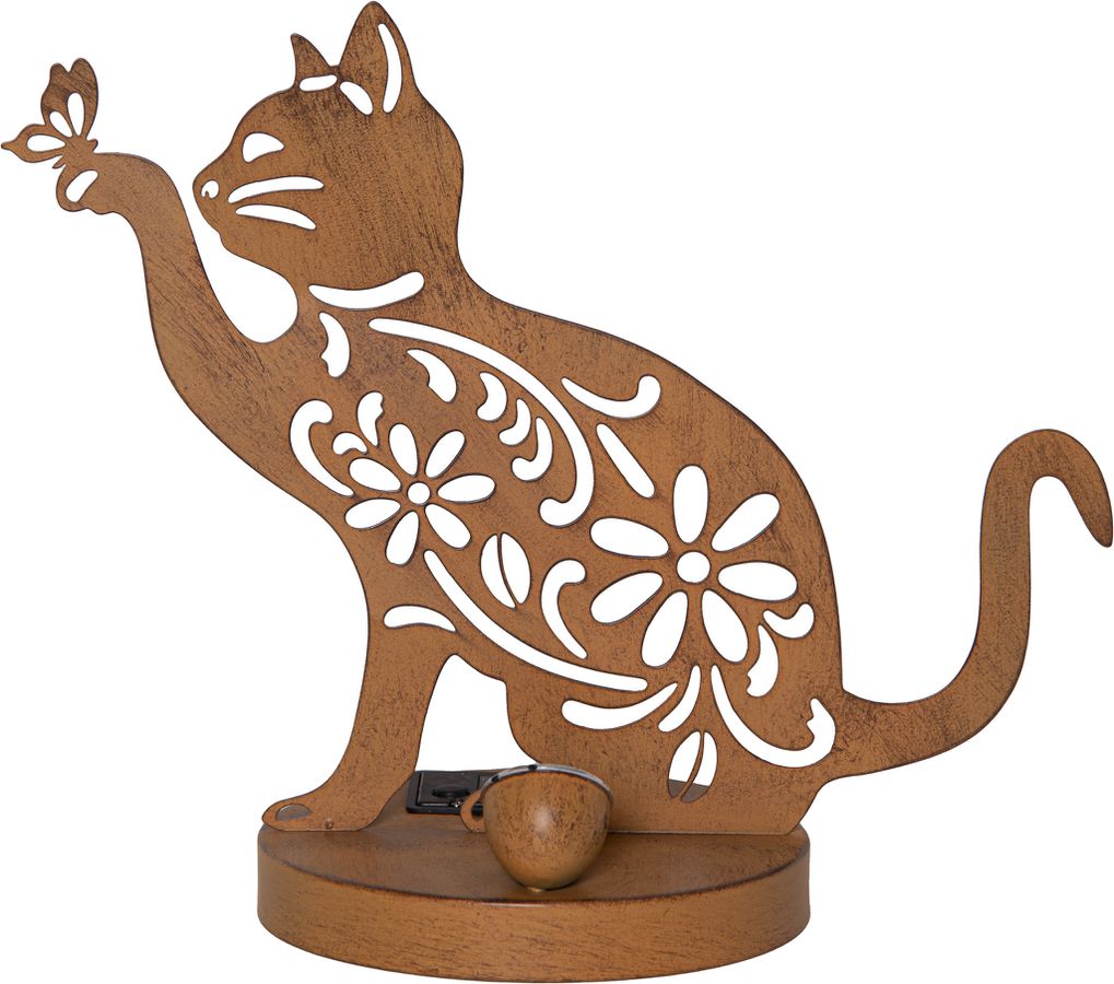 Solar Decoration Oxicat - Indoor, Outdoor, Warmweiss, Rost