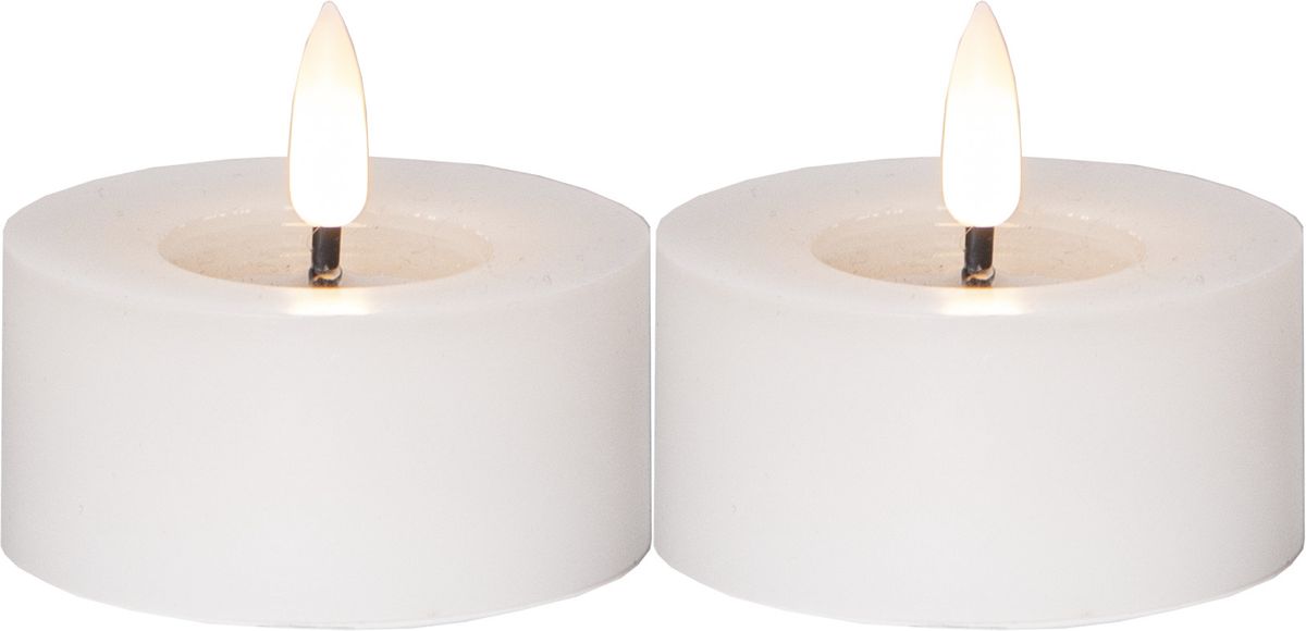 LED Teelicht 2 Pack Flamme Flow - Indoor, Weiss, 5.5cm  Höhe, Timerfunktion
