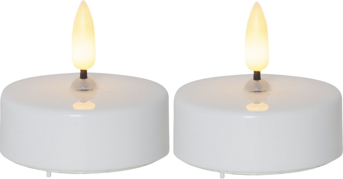 LED Teelicht 2 Pack Flamme - Indoor, Weiss, 5.5cm, mit Timerfunktion