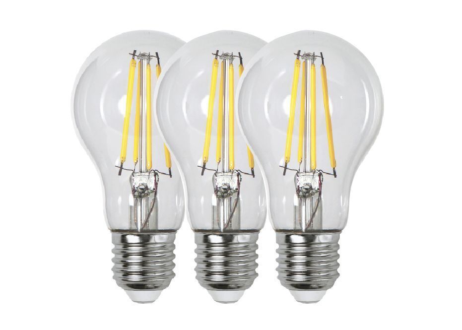 Trio-Pack S-Light LED Filament E27 Leuchtmittel (2700K) - E27, 7W, 806lm, 2700K, nicht dimmbar, D=60mm, H=105mm