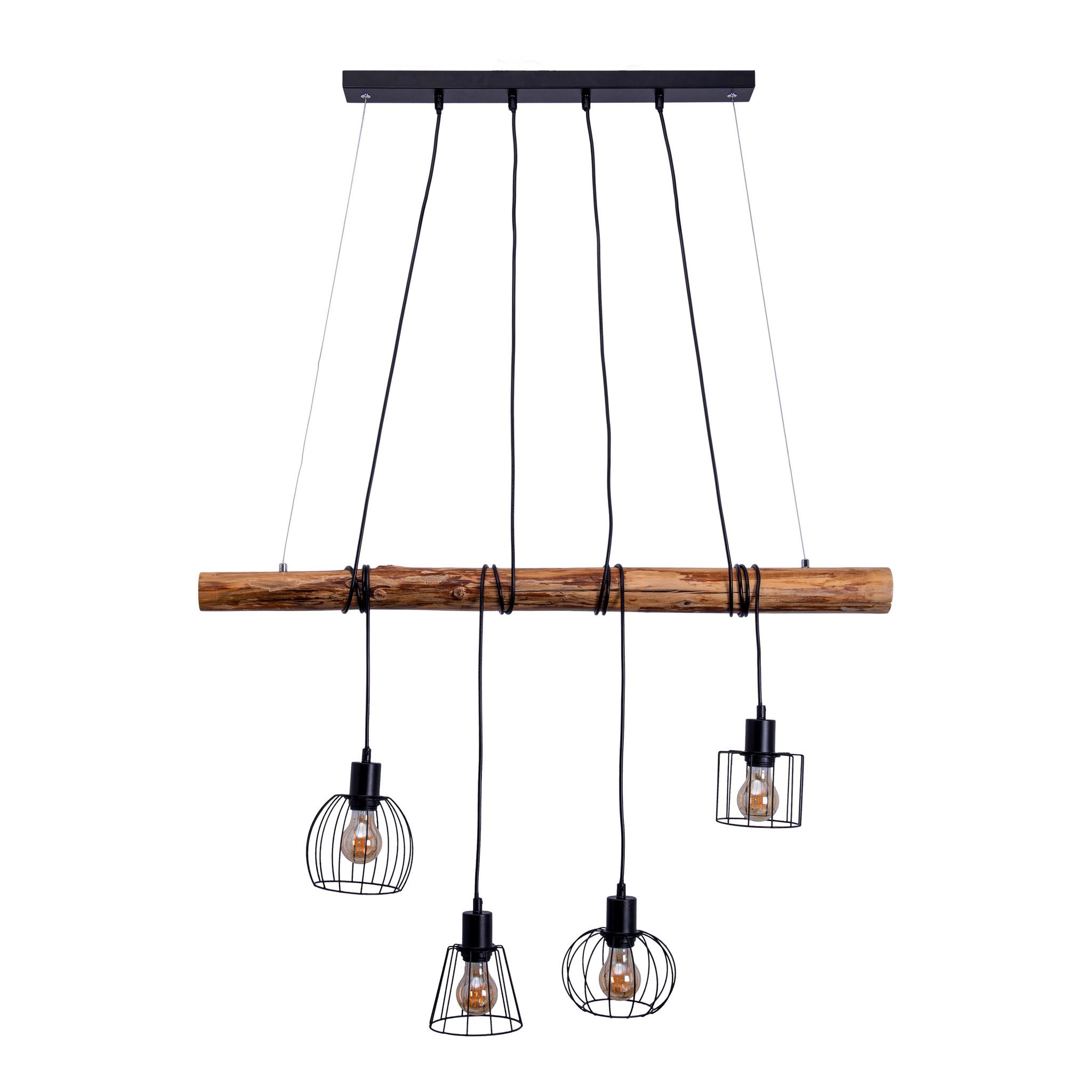 4er Pendell: WOODLAND L: ca. 100 cm - E27, IP20, 40W, 230V