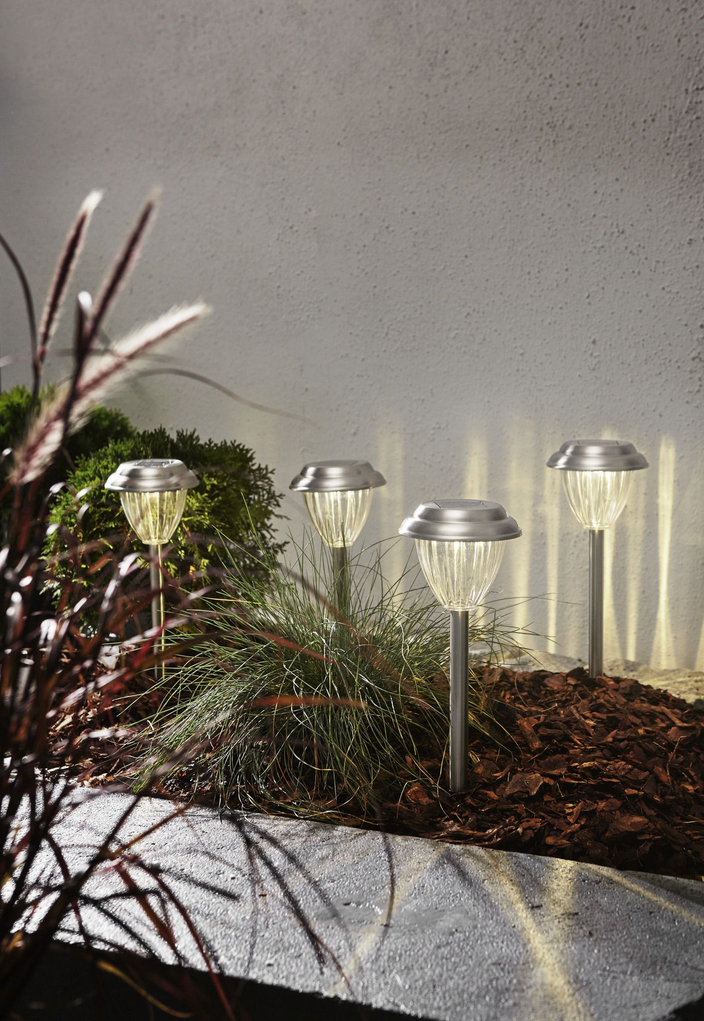Decorazione solare4 Pack Palma - Silber, Lichtfarbe Warmweiss