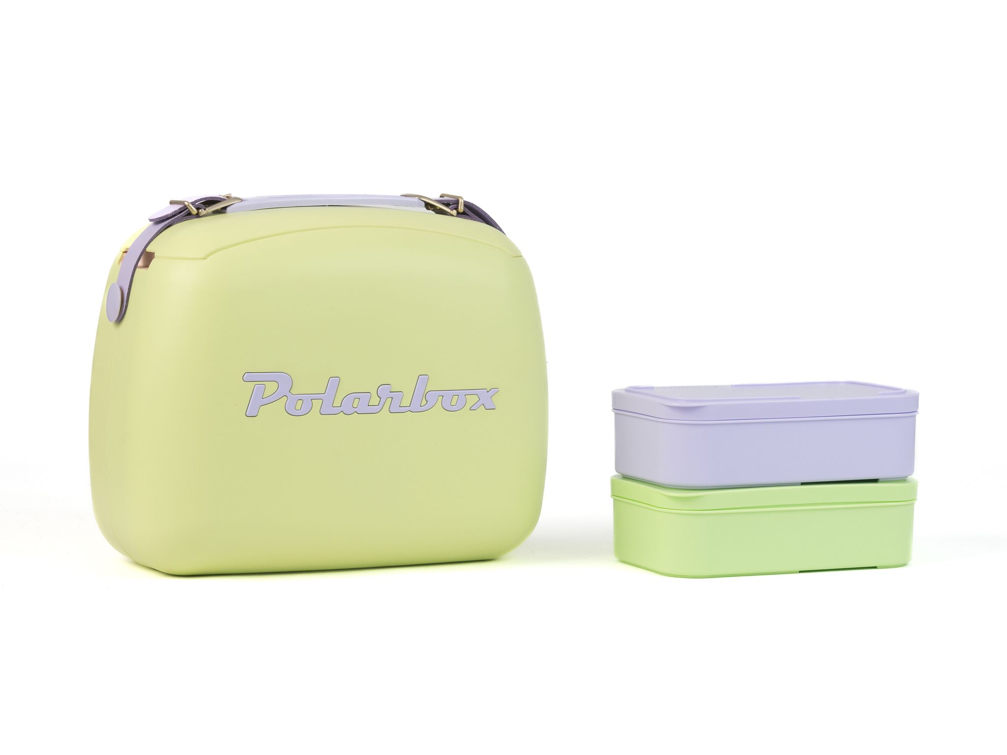 Polarbox CoolerBag lime 6l inkl. 2 Frischhalte-Dosen lime & lila - Kühlbox, 6l, Vintage Design