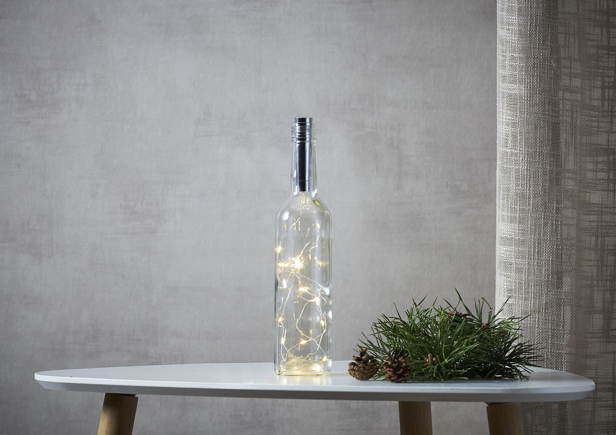 Lichterkette Dew Drop silber - Warmweiss, 15 LED