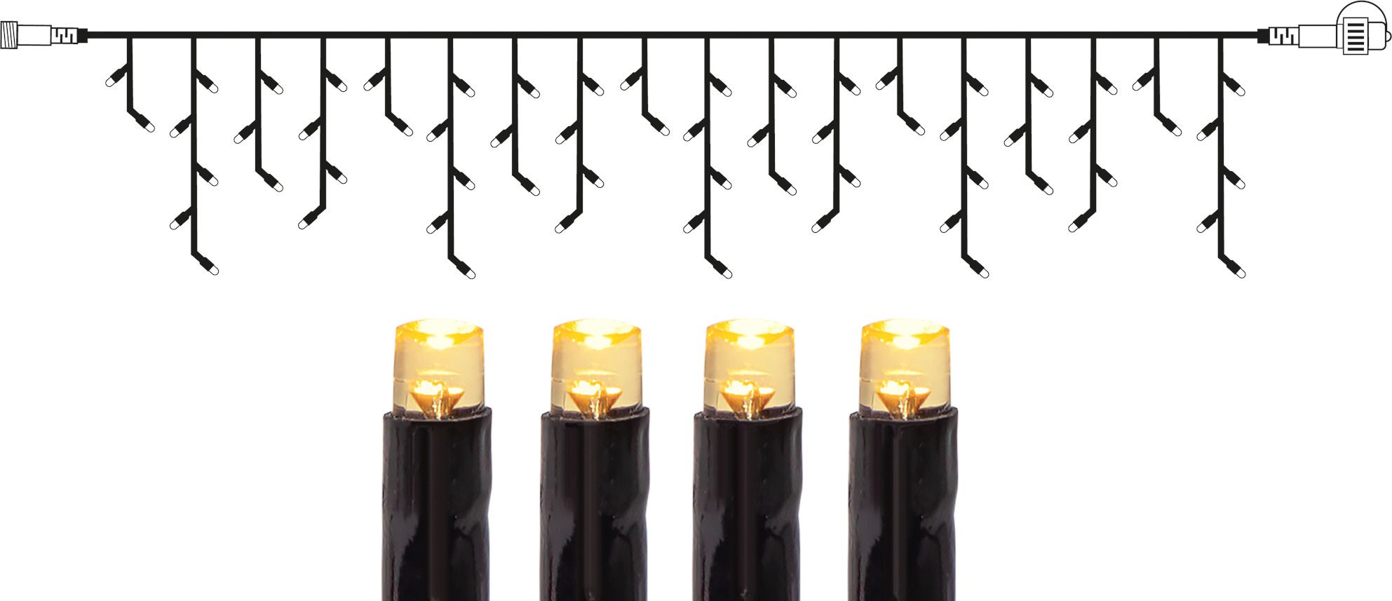System Decor Extra, Icicle, 400x40cm - Schwarz, Warmweiss
