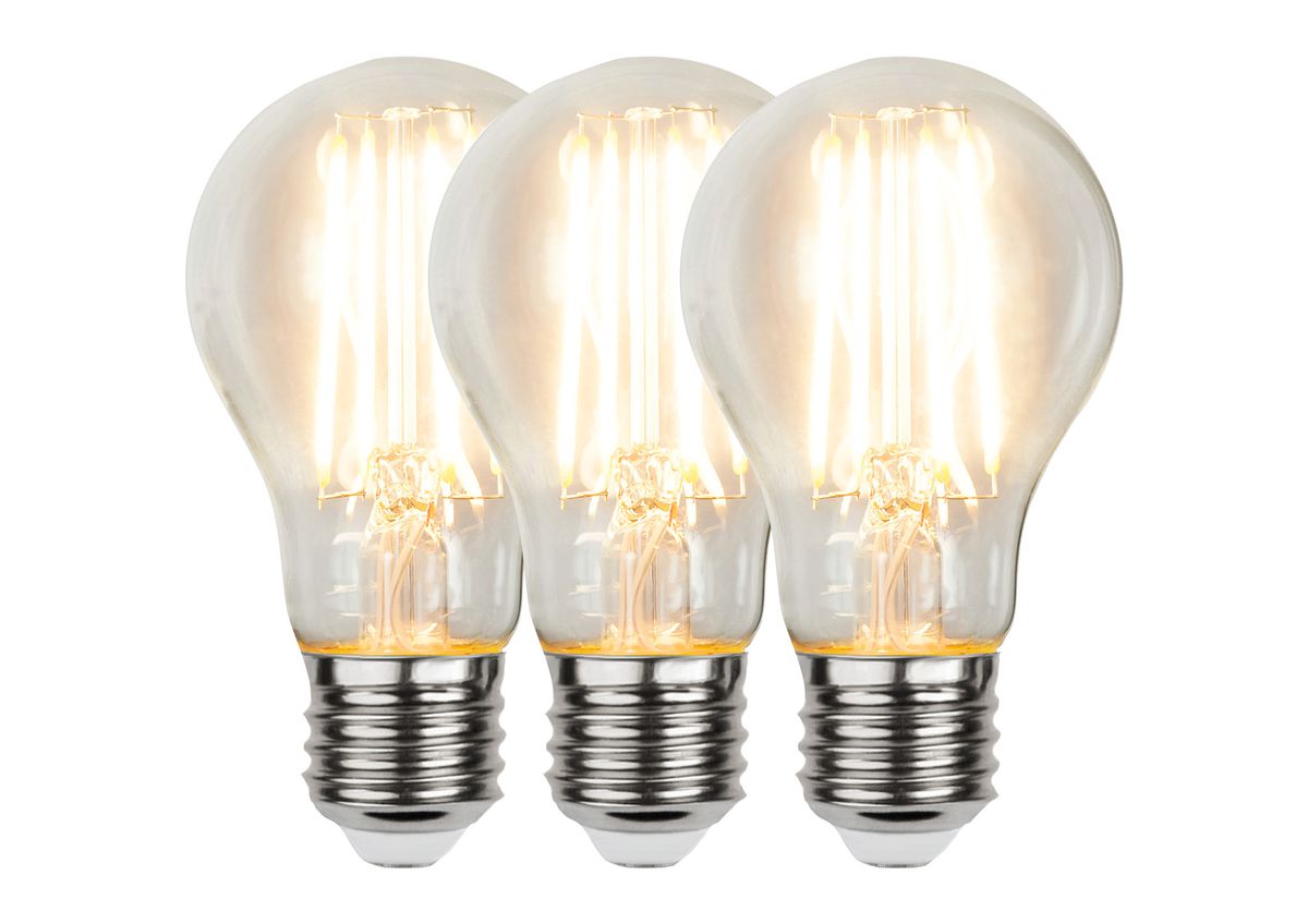 Trio-Pack S-Light LED Filament E27 Leuchtmittel (2700K) - E27, 7W, 806lm, 2700K, nicht dimmbar, D=60mm, H=105mm