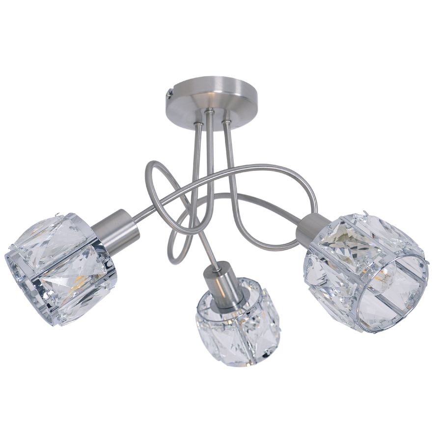LED Deckenleuchte Josefa - E14, 3x4W, 3x475lm, 3000K, IP20, stahl-blank, nicht dimmbar, Leuchtmittel inkl., D=380mm, H=240mm