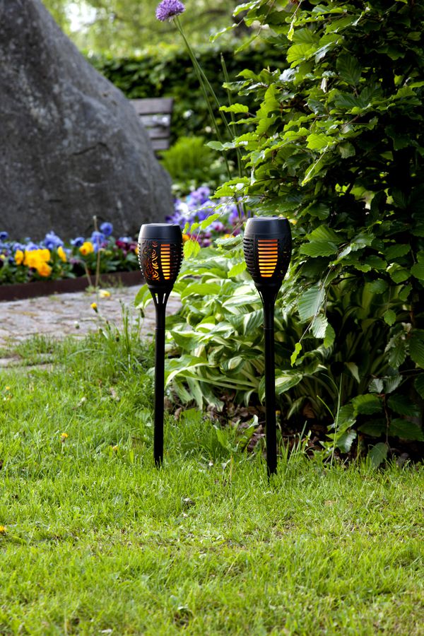 Solar Fackel Flame - Schwarz, Lichtfarbe Gelb