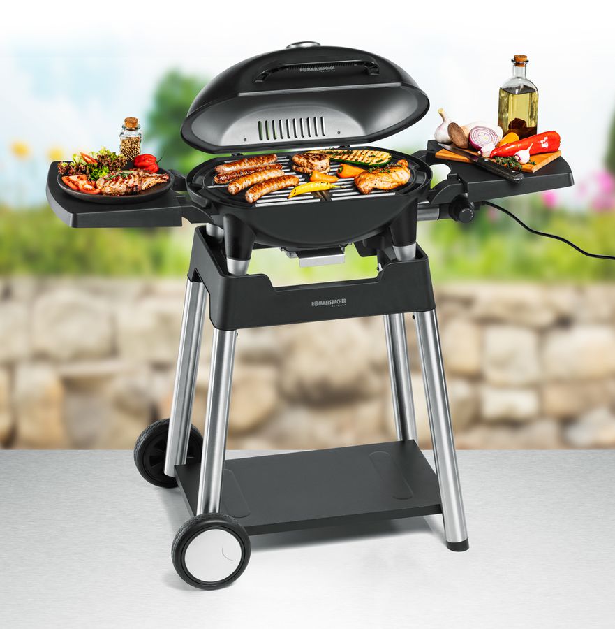 Barbecue grill mit grillwagen BBQ 4100 - 2200W, Edelstahl, Schwarz