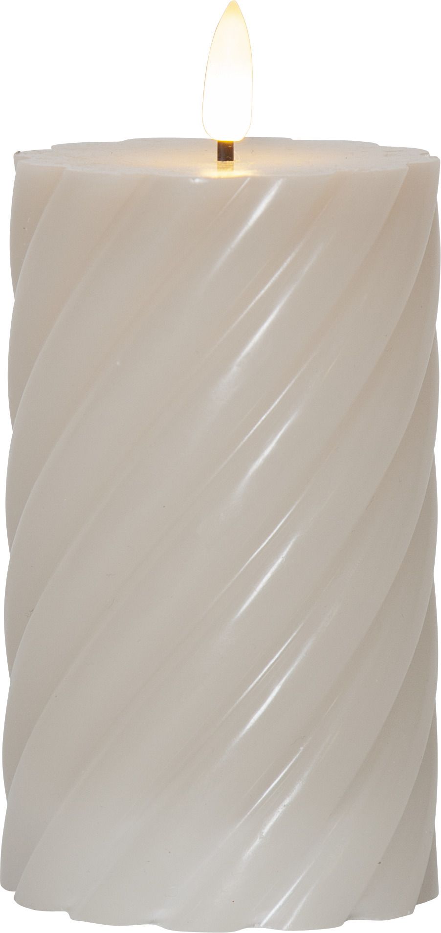 LED Pillar Kerze Flamme Swirl - Indoor, Beige, 15.00 cm Höhe,  Timerfunktion