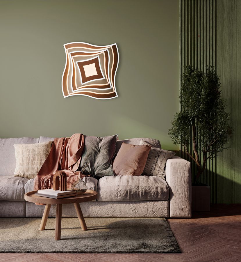 LED-CCT Deckenleuchte  FEVORIA : 50cm braun - IP20, LED-Modul, Braun