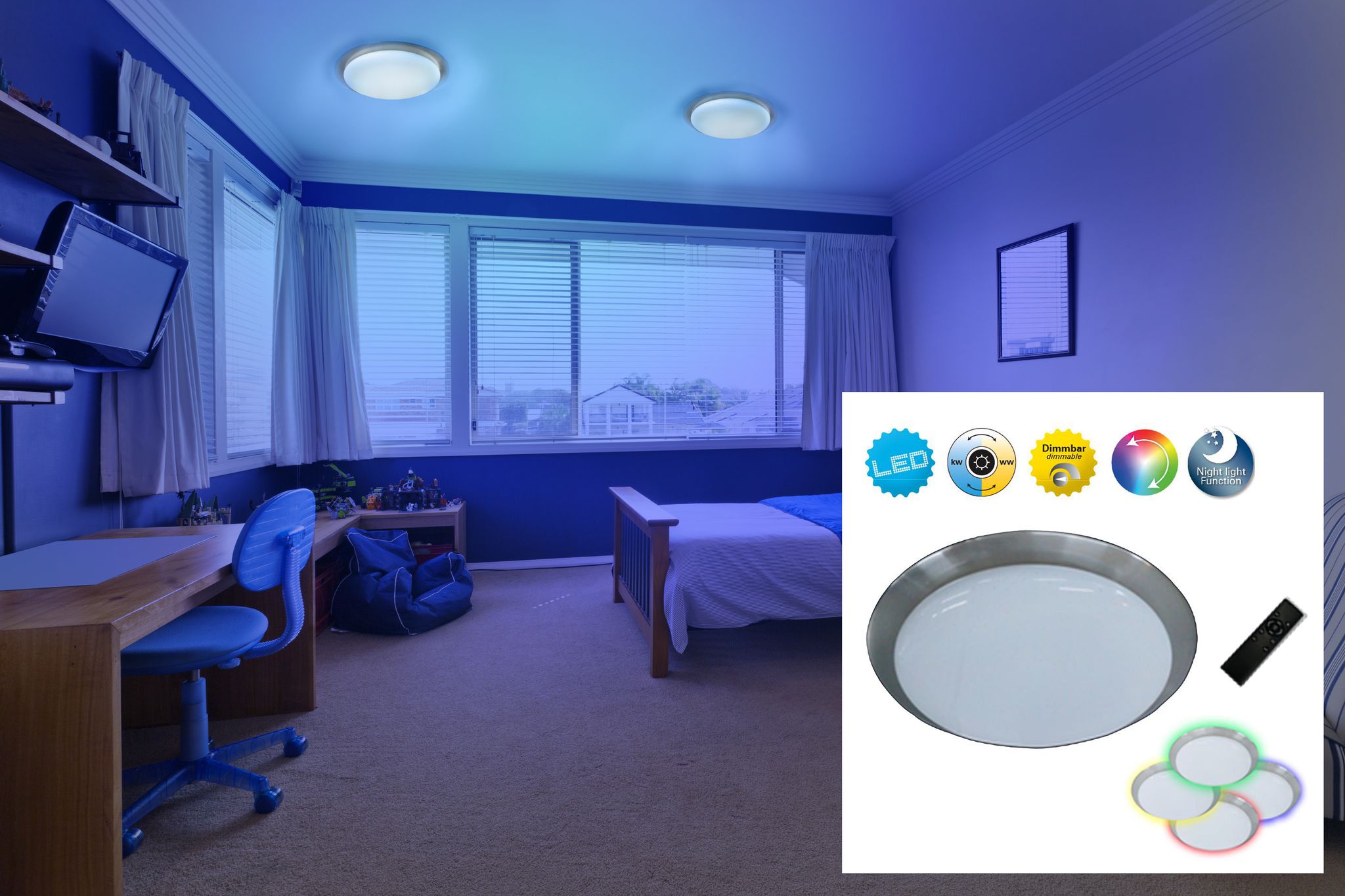 LED Deckenleuchte Triest d: 58,5cm - LED fest verbaut, 2700-6000K, RGBW