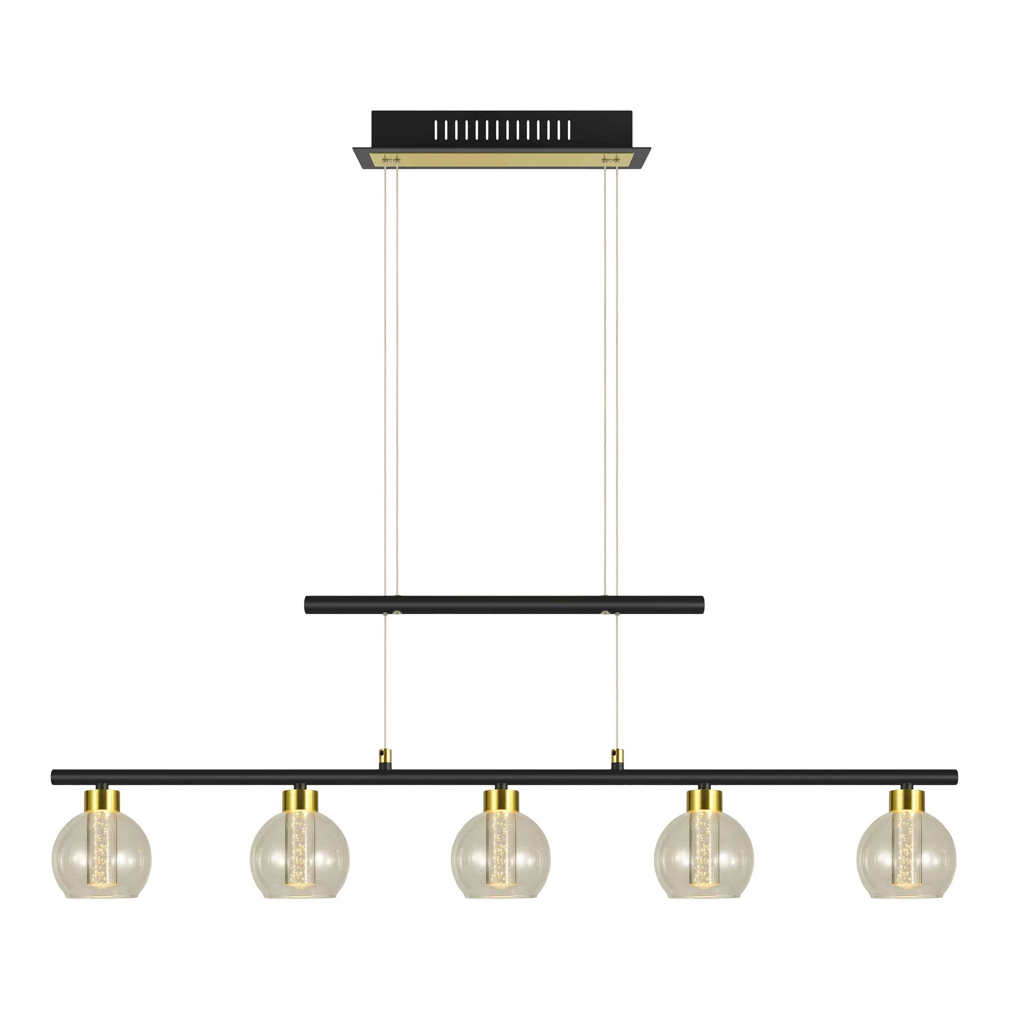 LED Glas-Pendelleuchte BRASS L: 90 cm / schwarz - LED fest verbaut, IP20, 76.5W, 230V