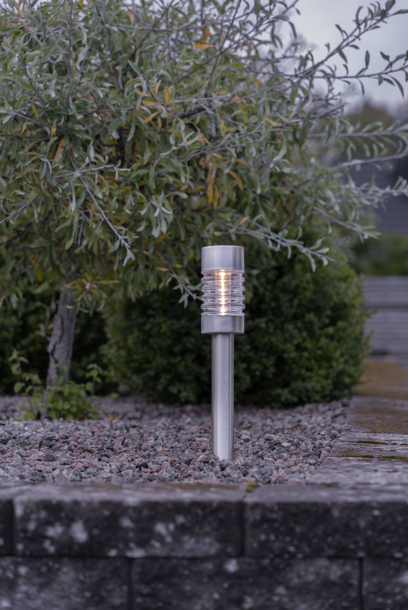 Solar Pollerleucht Terni - Silber, Lichtfarbe Warmweiss