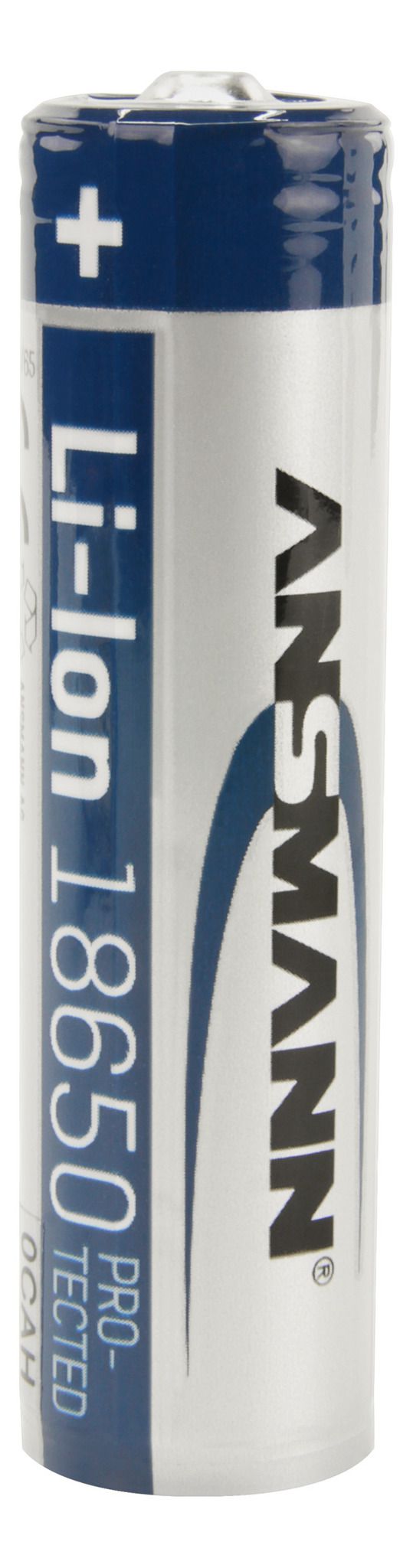 Lithium-Ionen Batterie 18650 - Li-Ion Akku 18650 2600 mAh, 3.6V, silber, geschützter Akku aufgrund Sicherheitsbeschaltung