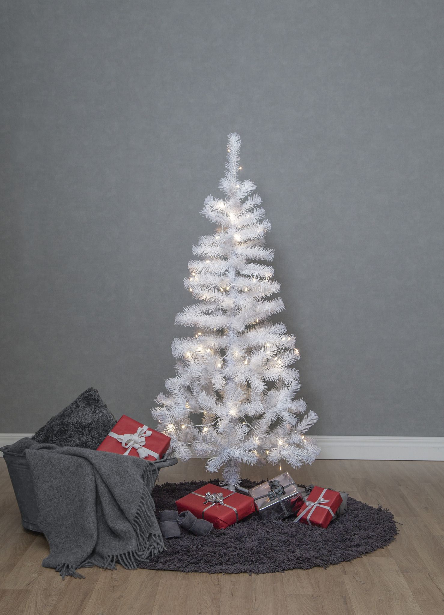 Weihnachtsbaum mit LEDAlvik - Weiss, 80LED, 150cm Höhe