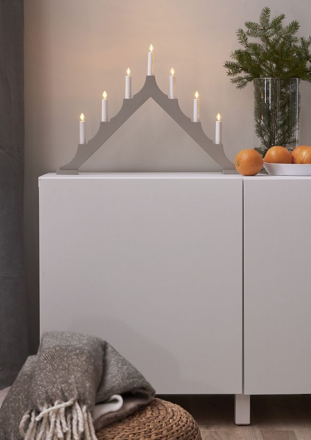 Kerzenhalter Alma - Indoor, Kaltweiss, Beige