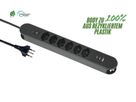 Steckdosenleiste Re:Life USB - 6x T13. 2x USB-C + 1x USB-A, 1.8m Kabel, schwarz