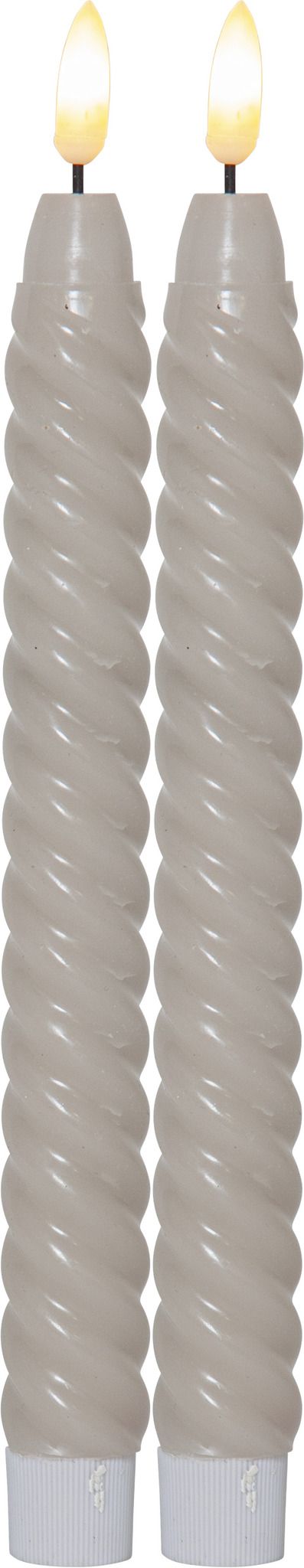 LED Dinner Kerze 2er Pack Flamme Swirl - Indoor, Beige, 25.00 cm Höhe,  Timerfunktion