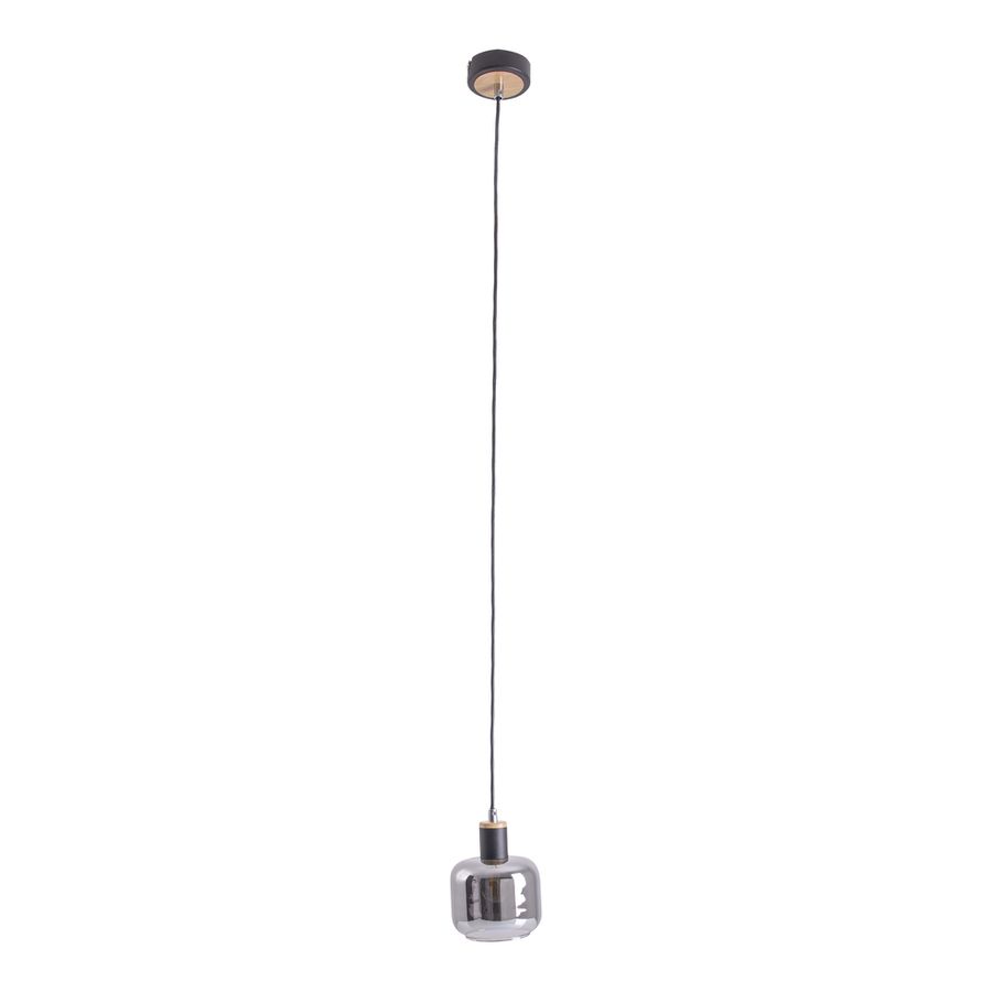 Singel Pendelleuchte FUMOSO - E14, max. 1x40W, IP20, schwarz + holz, nicht dimbar, exkl. Leuchtmittel, D=130mm, H=1200mm