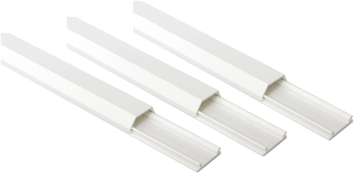 Canale via cavo 1m, bianco, Set di 3 - 3 Stück à 1m, 22x10mm, selbstklebend, weiss, streichbar