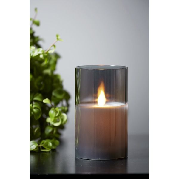 LED Pillar Kerze M-Twinkle - Indoor, Schwarz, 12.5cm Höhe, Timerfunktion