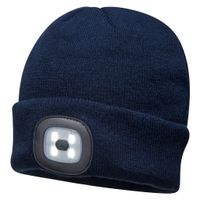 LED Wollmütze blau, USB aufladbar - blau, 150lm, inkl. USB-Akku, Blister Verpackung