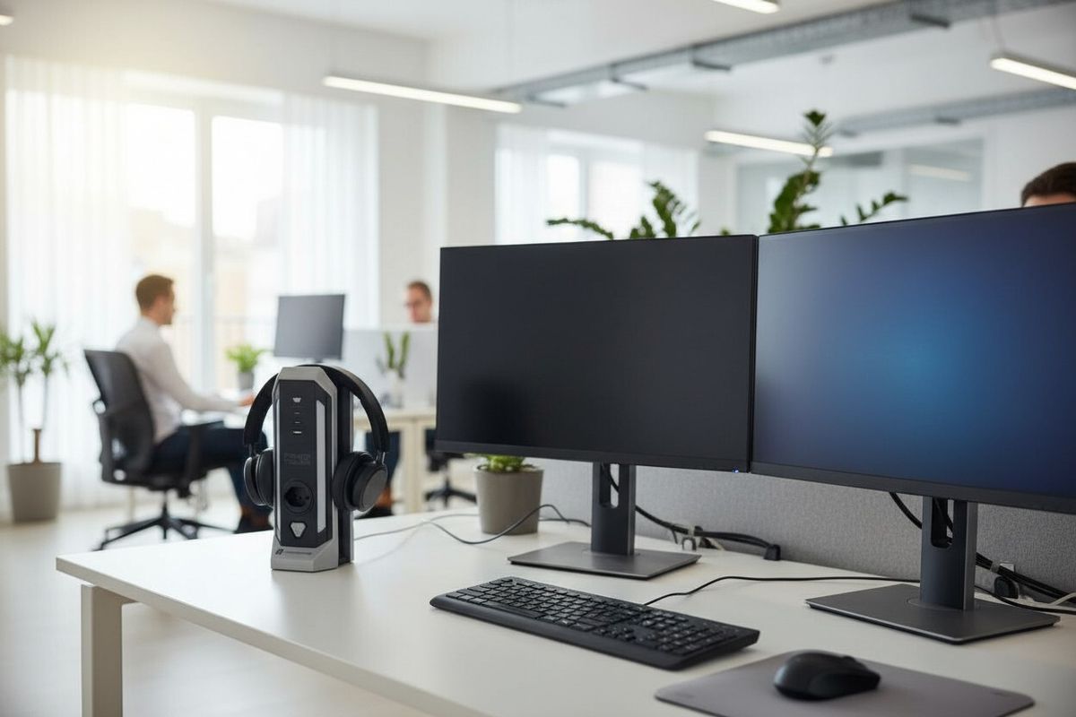 Power Tower - 4xT13 horizontal, 2.0m Kabellänge, 1xUSB-A, 2xUSB-C