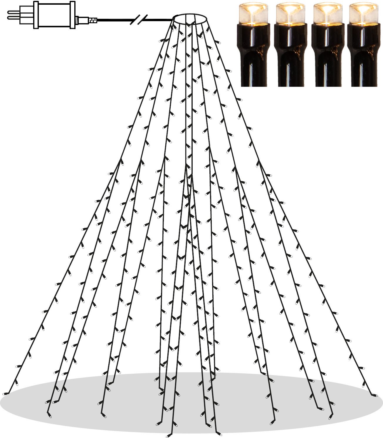Christmas Tree Light Shiny - IP44, Warmweiss, 360 LED's, 200 cm