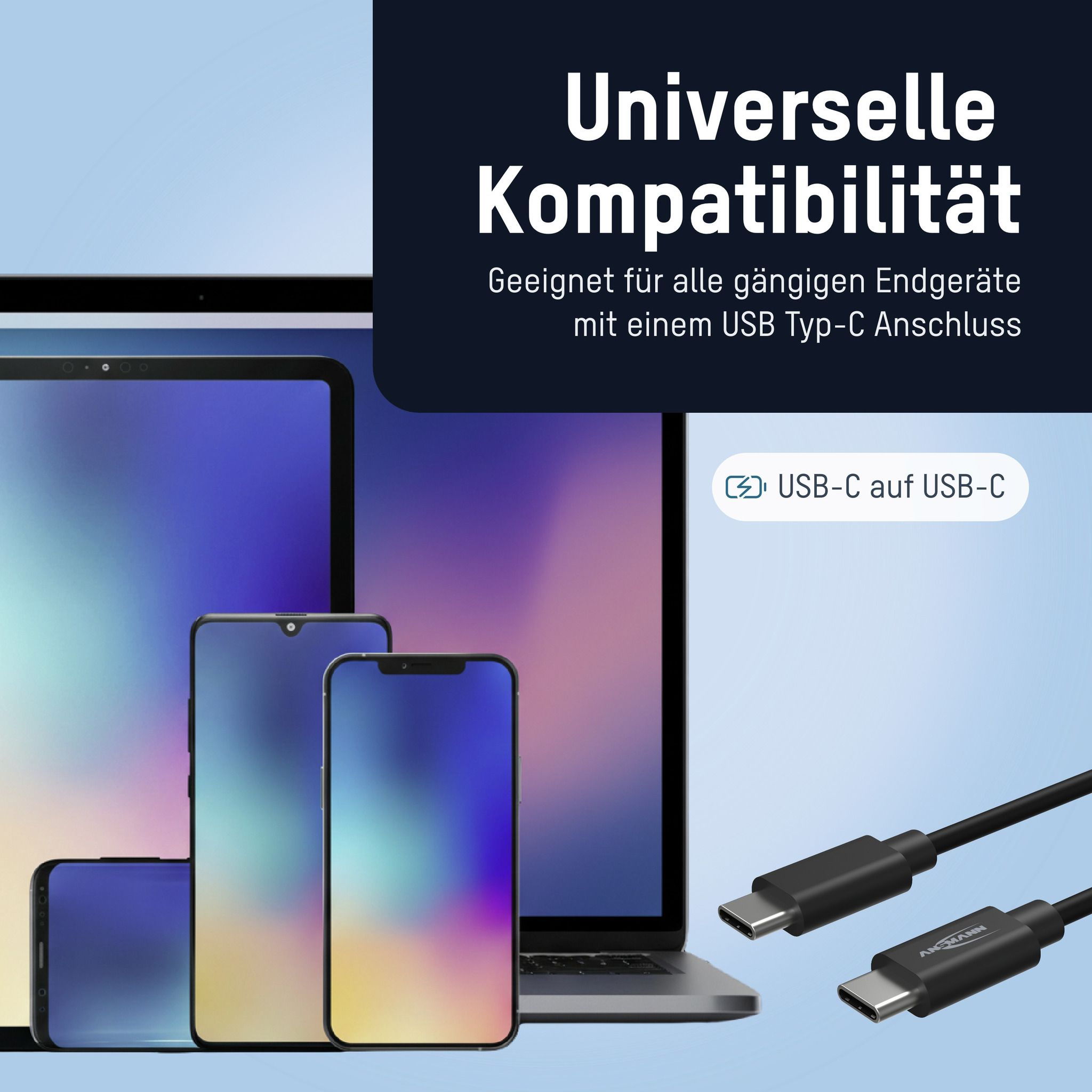 USB Typ-C zu Typ-C Daten und Ladekabel 60 cm - USB Typ-C zu Typ-C Daten und Ladekabel 60 cm