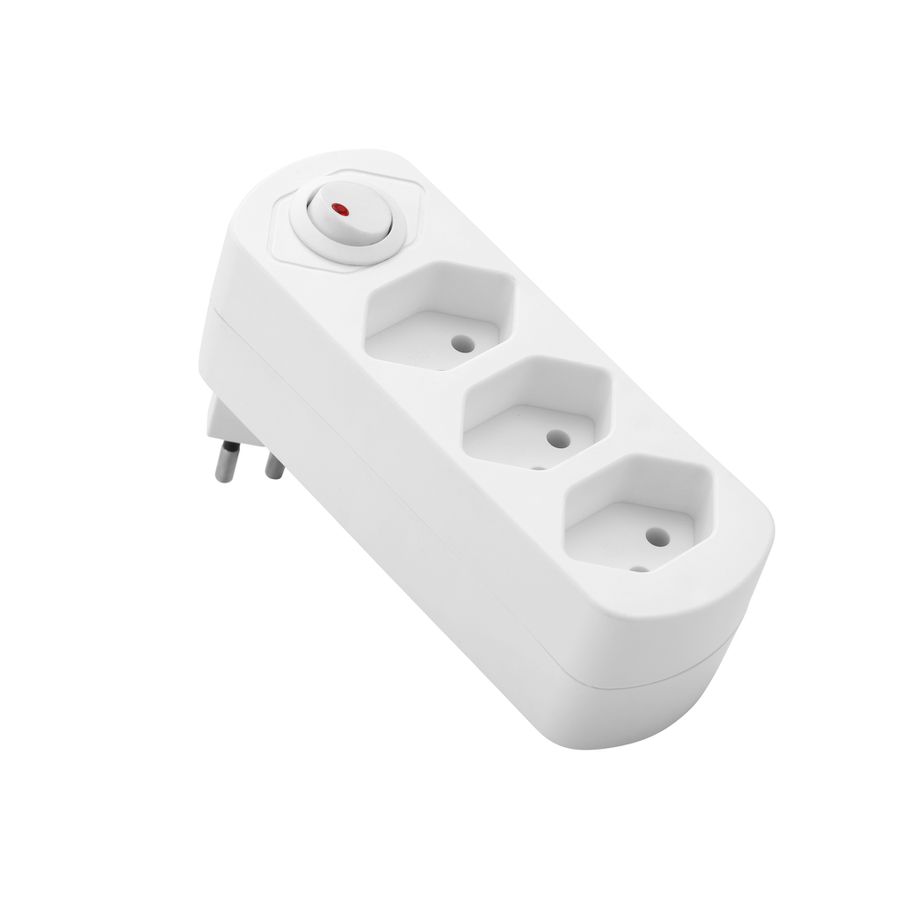 Abzweigstecker MOVE 3xT13 weiss - 270° drehbar mit Schalter (offen)