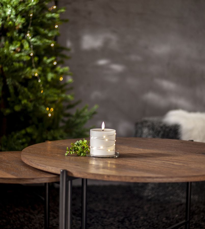 LED Pillar Kerze Flamme Dew - Indoor, Weiss, 10.00cm Höhe